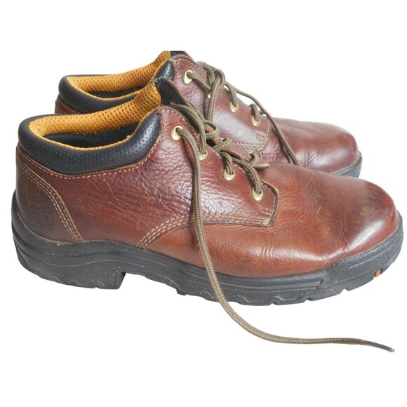 Brown Leather TIMBERLAND PRO rebolt Oxford Shoe Size 9.5 W slip oil resistant - Picture 3 of 10